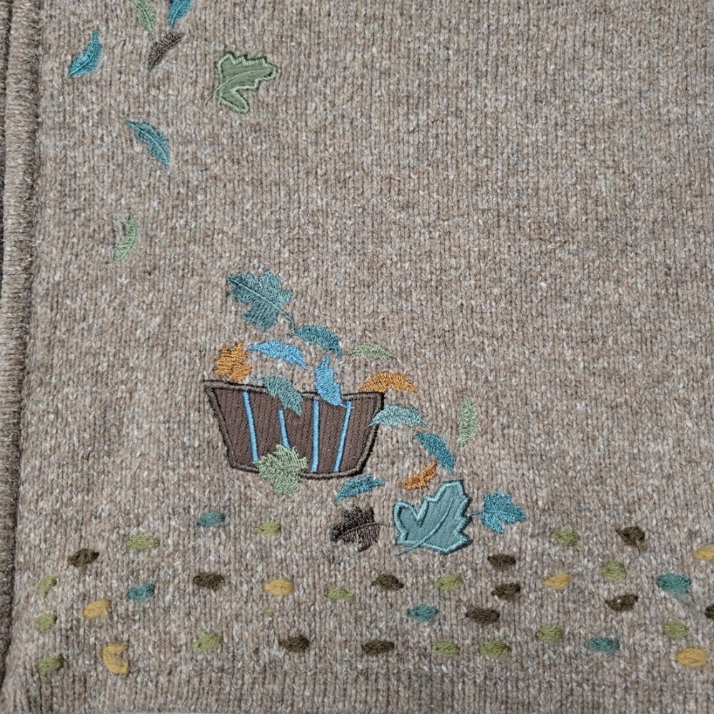 Vintage Teddi Autumn Theme Sweater Embroidered Vest Size Large - Picture 10 of 10